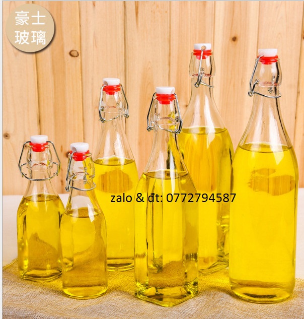 Chai Thủy Tinh tròn Nắp Gài 500ml