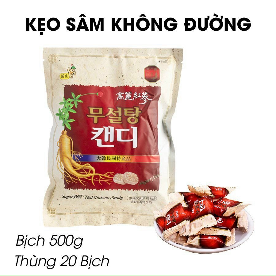 Kẹo sâm Không Đường Hàn Quốc Bịch 500g -THƯỢNG HẠN