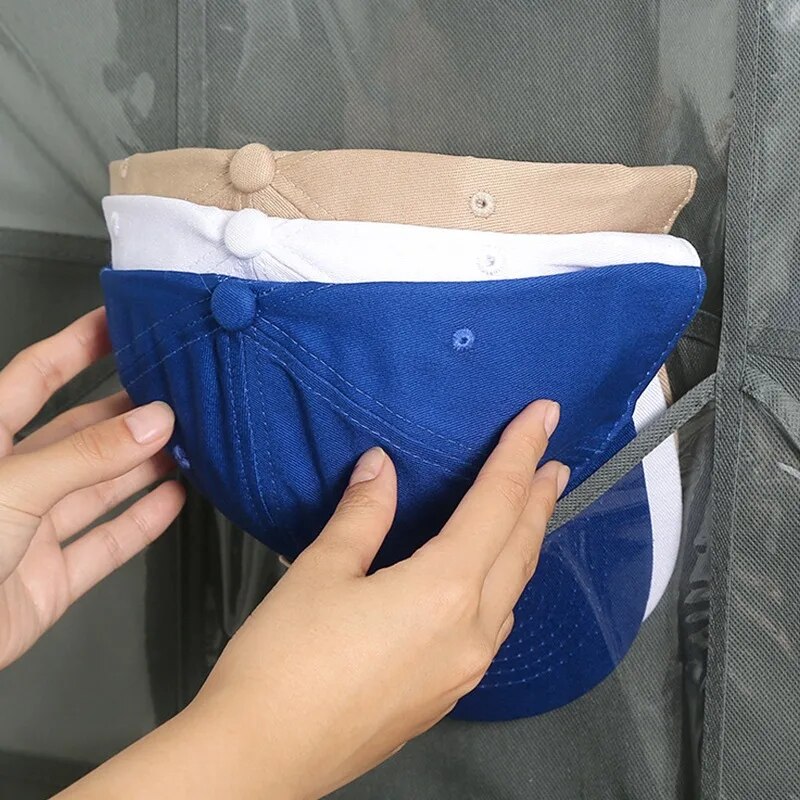 Wall Mount Hanging Hat Organizers for Baseball Felt Storage Holders for Bedroom Closet Space Saving Behind Door Storage Rack. 
