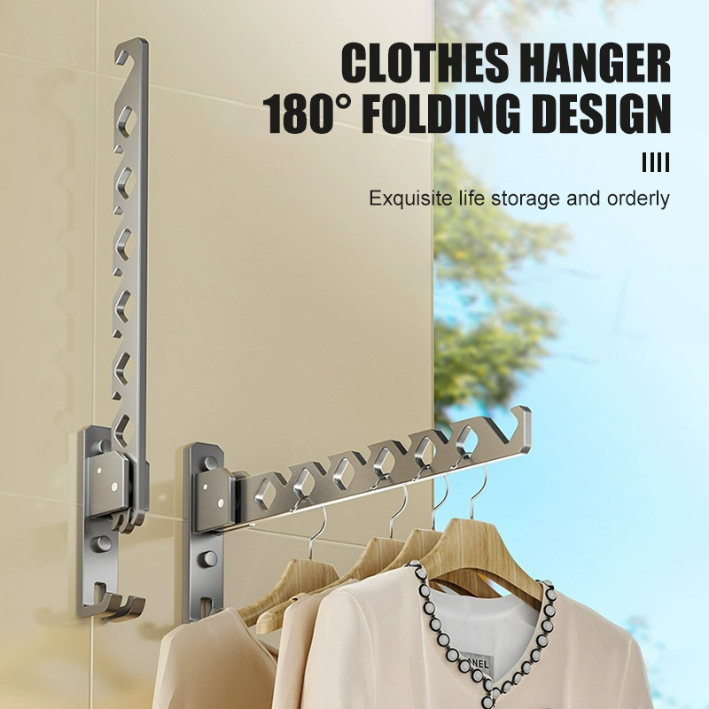 Clothes Drying Rack, Multi-Purpose Foldable Clothes Hanging Rack, for Balcony/Bedroom/Wardrobe/Bathroom, Space Saving, Easy Installation