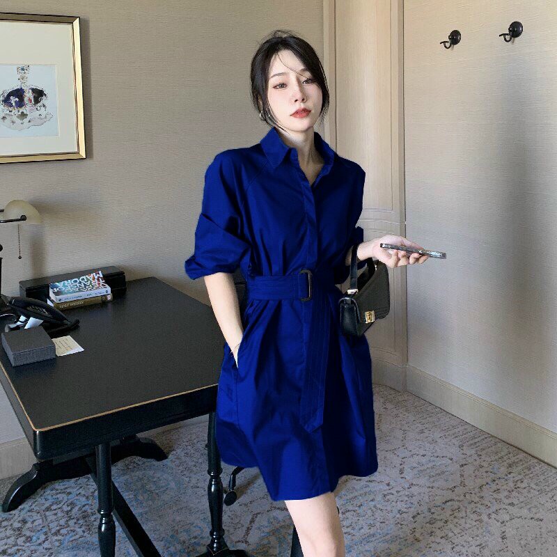 ĐẦM SƠ MI SUÔNG RỘNG CỘT EO