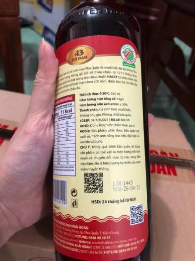 Nước mắm Khải Hoàn Phú Quốc 43 độ đạm (cặp 2 chai 520ml)