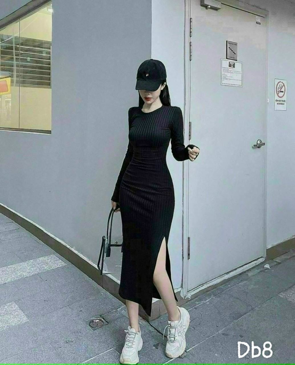 Đầm body xẻ tà ôm dáng cực đẹp chất liệu thun gân