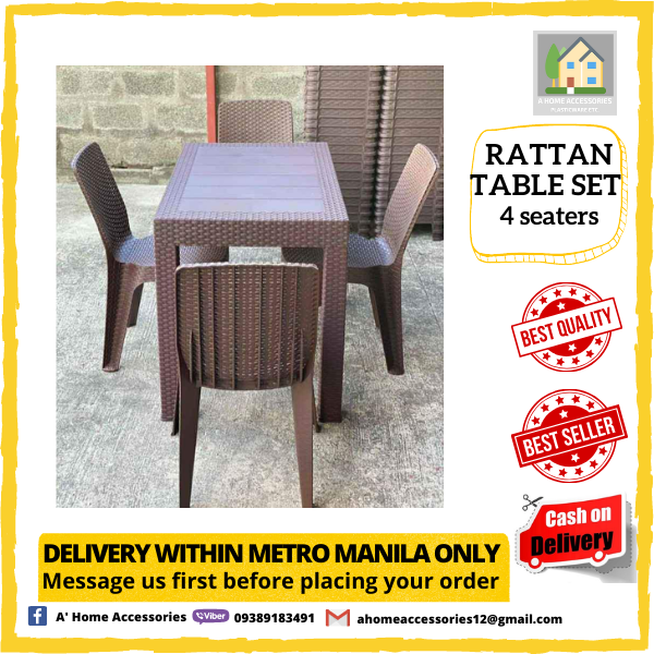 Plastic Rattan Dining Table Set 4 seaters & 6 seaters Lazada PH