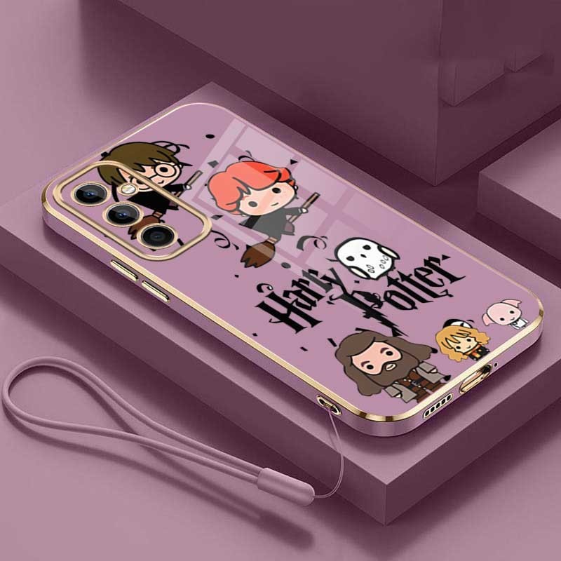 Samsung Galaxy A06 A16 Cartoon Cute Potters Wand Harries Phone Case Plating Edges Silicone Soft Cover