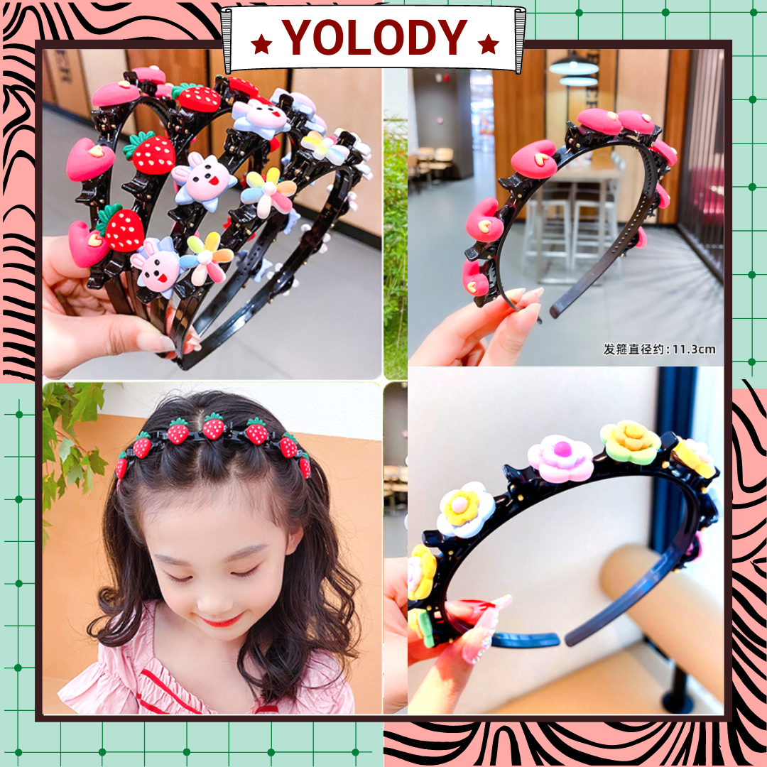Cài Tóc Hình Hoa Yolody băng đô bờm tóc kiểu bện dễ thương cho bé