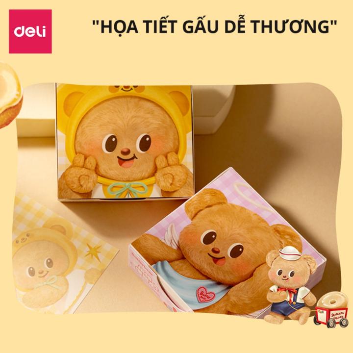 Giấy Note BUTTER BEAR Deli 249 Trang Giấy Ghi Chú Giấy Nhớ Họa Tiết Dễ Thương Tiện Lợi Cho Học Sinh Ghi Chép - Hình ảnh 3