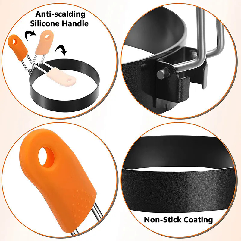 Professional Fried Egg Mold Stainless Steel Egg Fried Ring Nonstick Round Pancake Mold Kitchen Omelet Mold for Frying Eggs Tools
