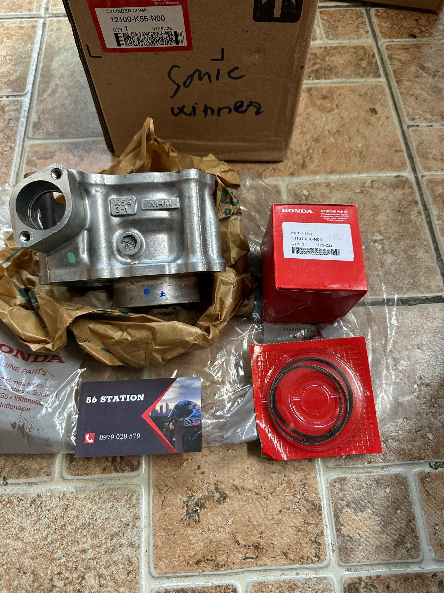 Bộ nòng xilanh piston bạc sonic 150 / winner 150 v1 v2 v3 chính hãng honda