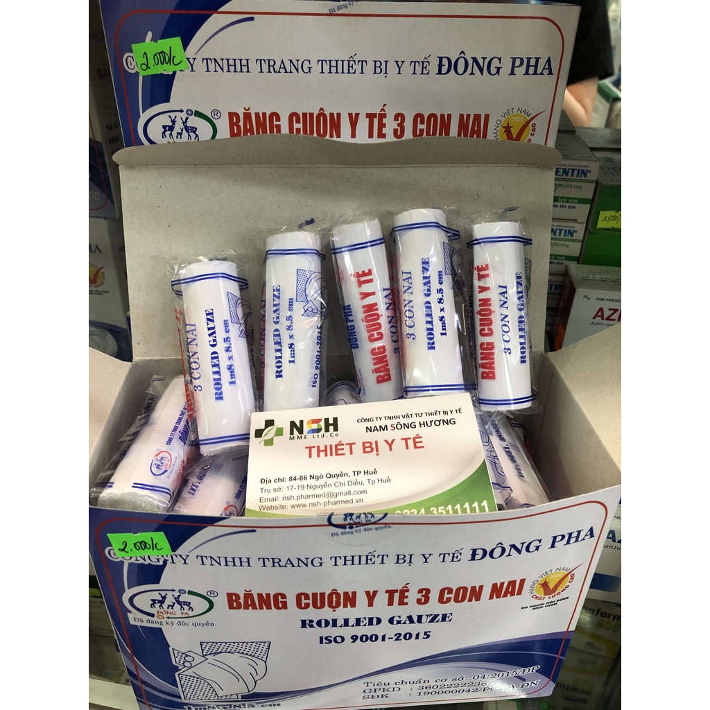 Gạc cuộn y tế đông pha 3 con nai - gạc băng cuộn y tế đông fa 1,8m x 0,85cm tiệt trùng từng cuộn