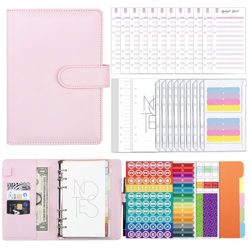 MMLUCK Daily Weekly Planner A6 Budget Binder Planner Habit Cultivation Financial Management Budget Ring Binders Set Portable Money Saving Binder for Budgeting