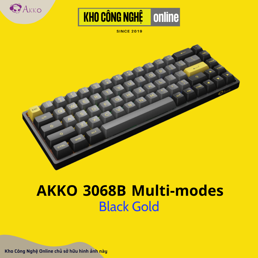 Bàn phím cơ AKKO 3068B Black Gold (Bluetooth 5.0 / Wireless 2.4Ghz/ Foam tiêu âm / TTC sw)