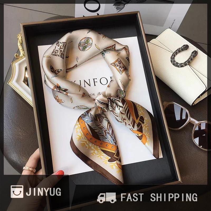 JINYUG Hot Sale Thời Trang In Vuông Khăn Hijab Cho Phụ Nữ Cô Gái Satin Lụa Bandana Hồi Giáo Headband Khăn Quàng Cổ Tóc Ban Nhạc Bọc Khăn Choàng Hại