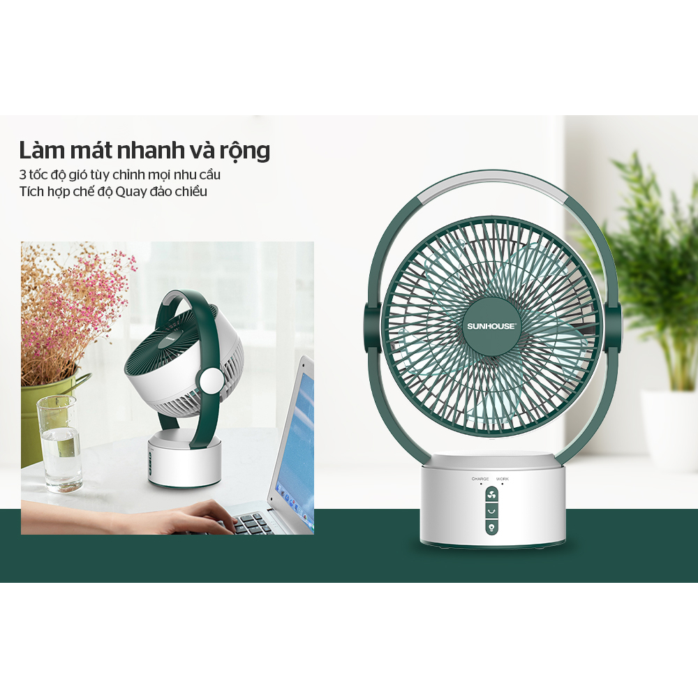 Quạt sạc tích điện SUNHOUSE SHD7116