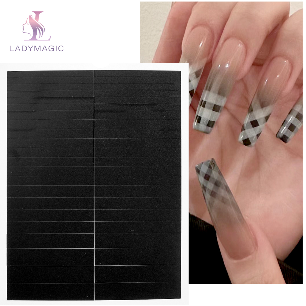 3D French Tips Stencils Nail Stickers Shiny Glitter Silver White Sliders Crystal Decals Nail Art DIY Adhesive Sticker Decoration