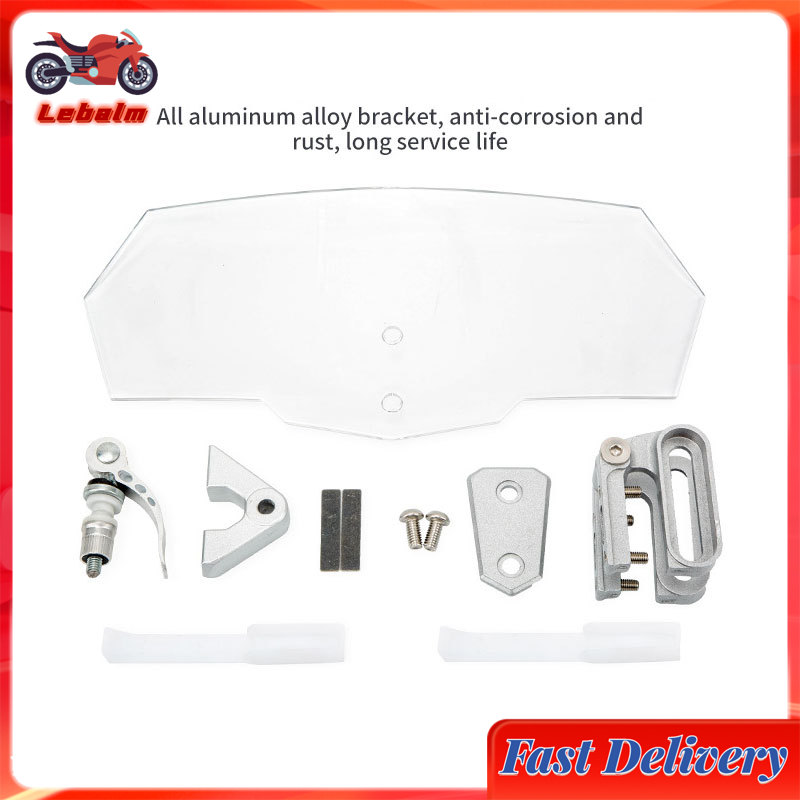 Lebalm【ready stock】Universal Motorcycle Windshield Extension Heightened Airflow Adjustable Windscreen Wind Deflector With Bracket