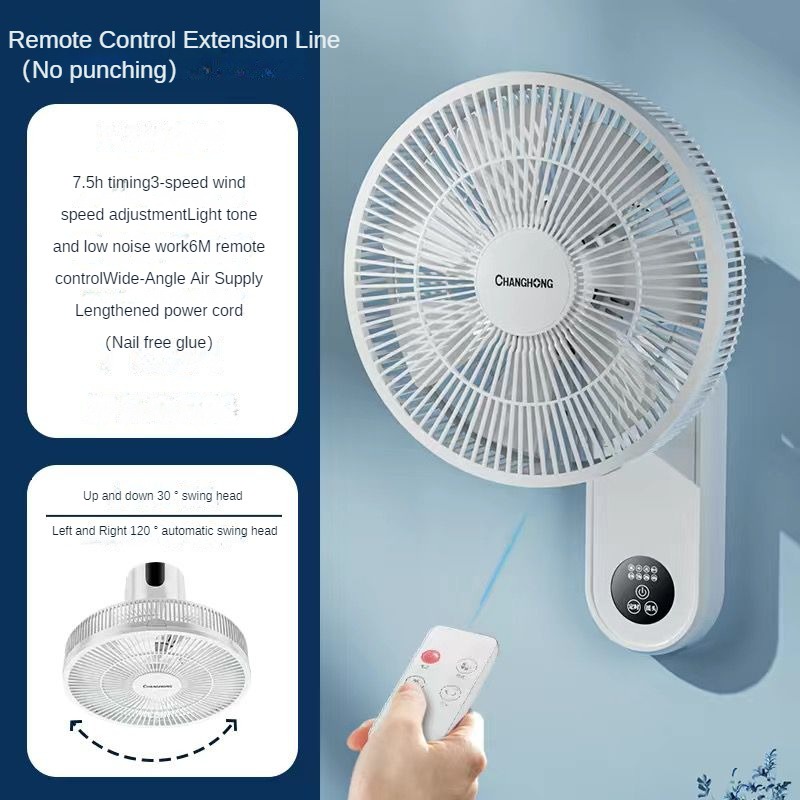 Quạt Điện Treo Tường Lưu thông không khí điều khiển từ xa tiếng ồn nhẹ hẹn giờ thông minh