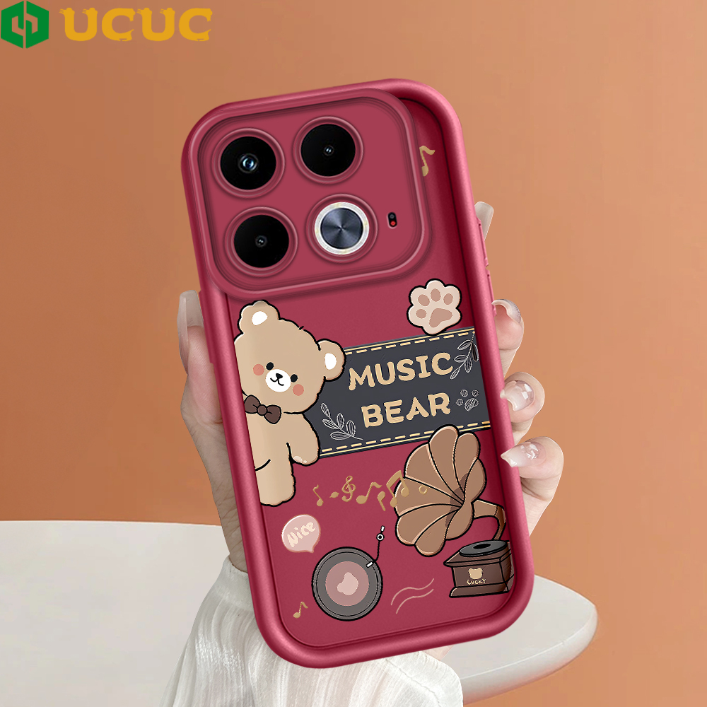 UCUC for Infinix Note 40 Back Cover Love Music Bear Ladder Camera Soft Rubber Phone Case. 