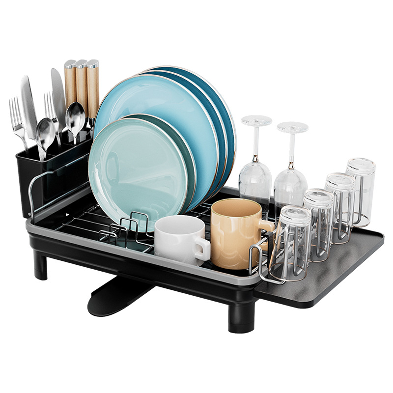 YONUO Kitchen 304 stainless steel dish draining household tableware drain basket tableware storage rack