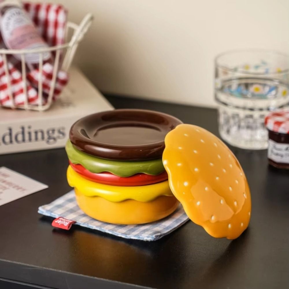 Unique Food-grade Glaze Burger Shape Ceramic Plate Set Stackable 6 ...