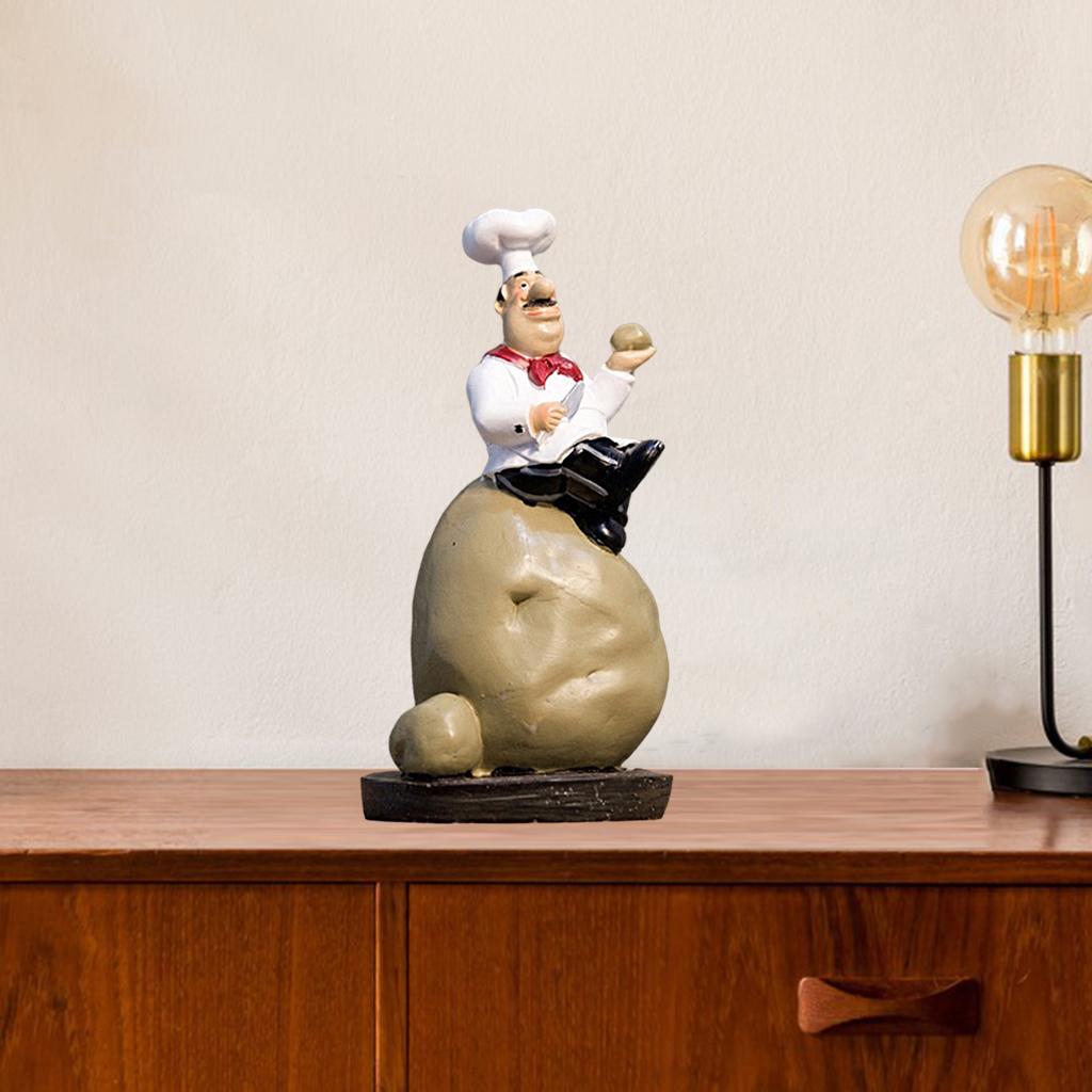 ZYLightt Creative Resin Chef Figurine Statue Model Cooking Kitchen Cafe Table Decor