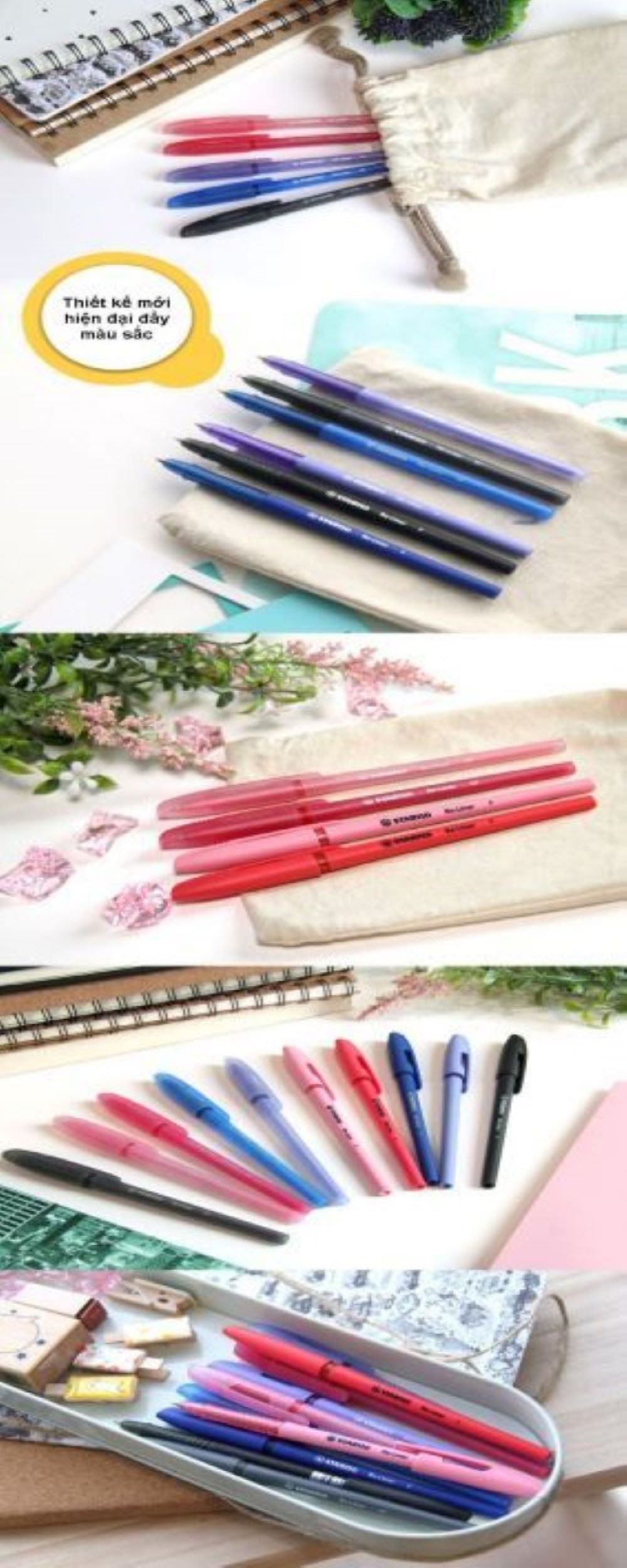 Bút bi STABILO Re-Liner BP868F 0.7mm (Xanh, Đen, Đỏ, Hồng, Tím)