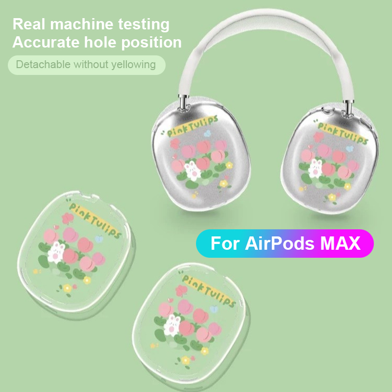 A Pair Of Ins-style Simple Headphones With Transparent Waterproof All-inclusive Protective Cover For Apple Airpods Max XUANTING.