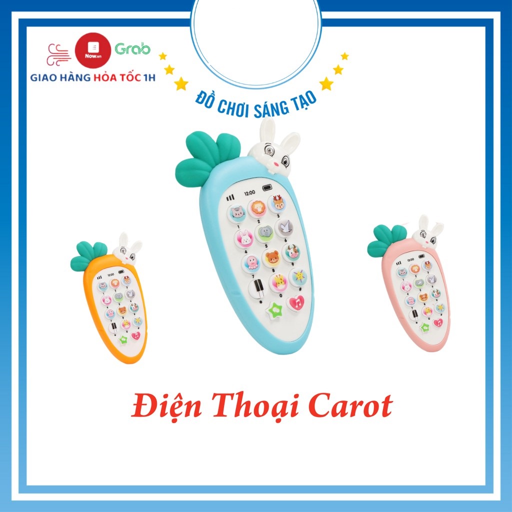 Đồ chơi thông minh dành cho bé thích thỏ con, củ cải (Tặng kèm pin) điện thoại thỏ cà rốt vui nhộn có đèn nhạc