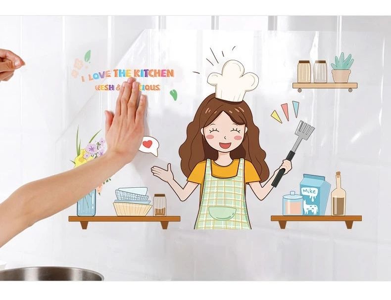 Decal dán bếp chống dầu mỡ cách nhiệt Love The Kitchen