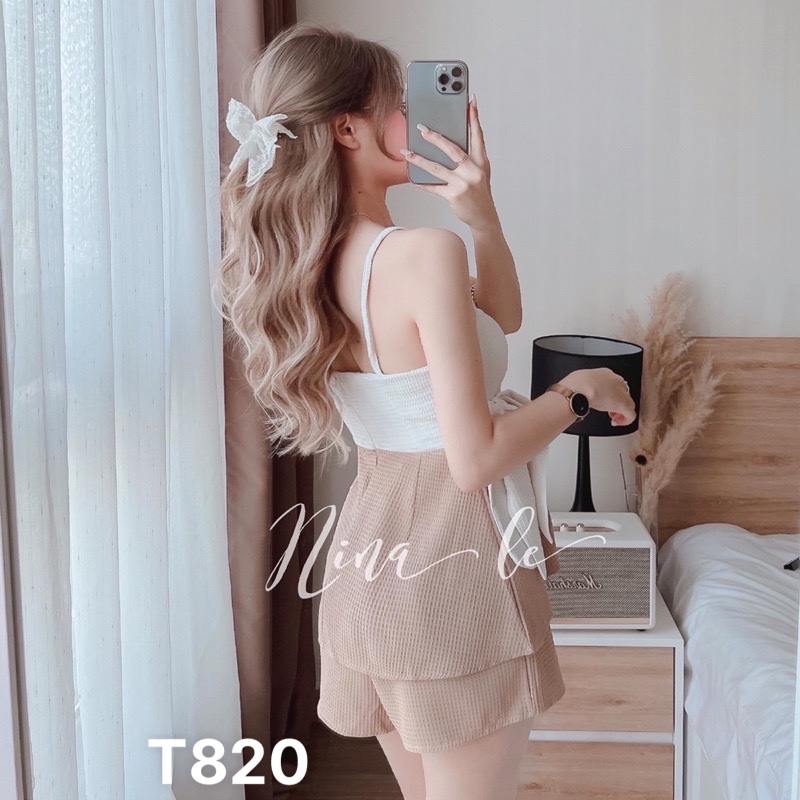 Set bộ 2 dây cột nơ eo dạo phố 2 màu y hình chất liệu lụa T820