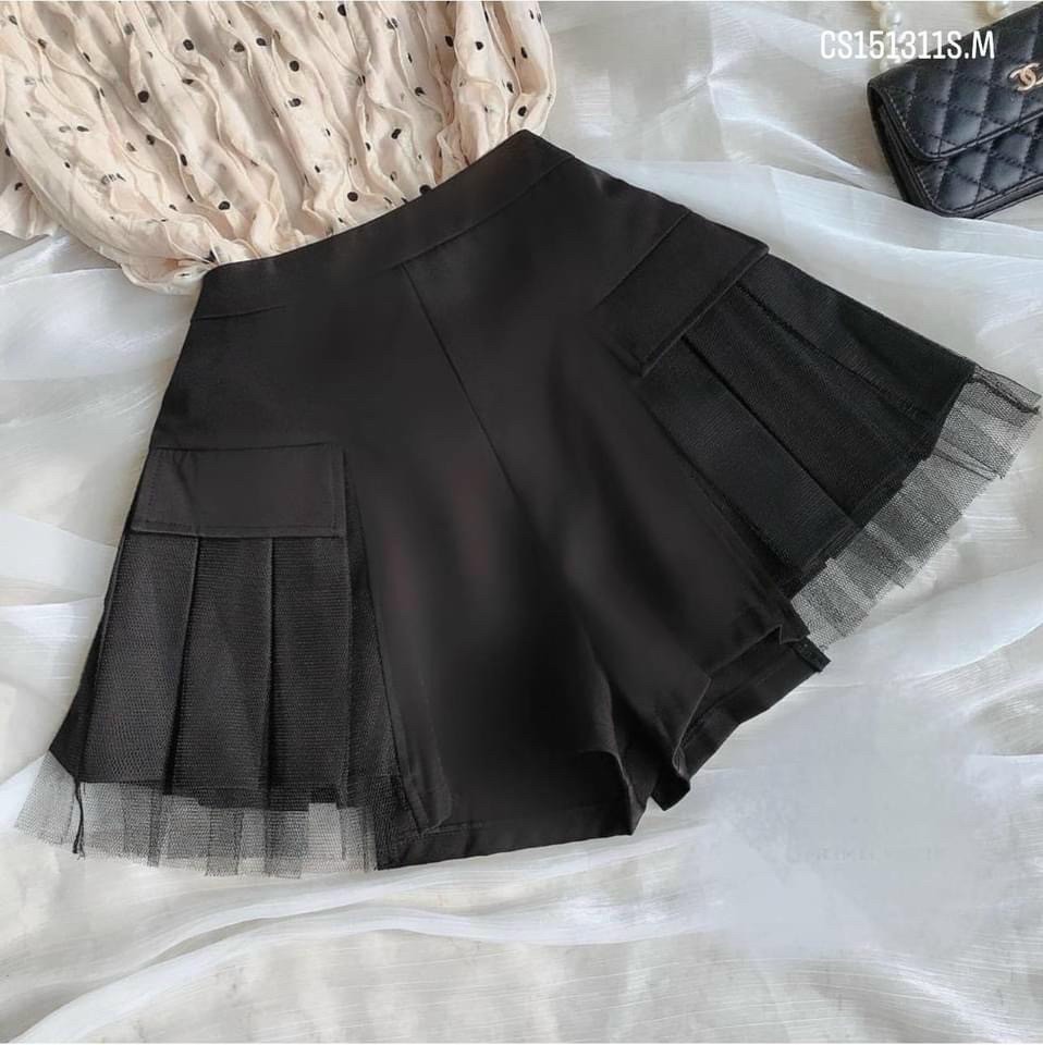 Chân Váy Xếp Ly Phối Lưới(có quần Trong)