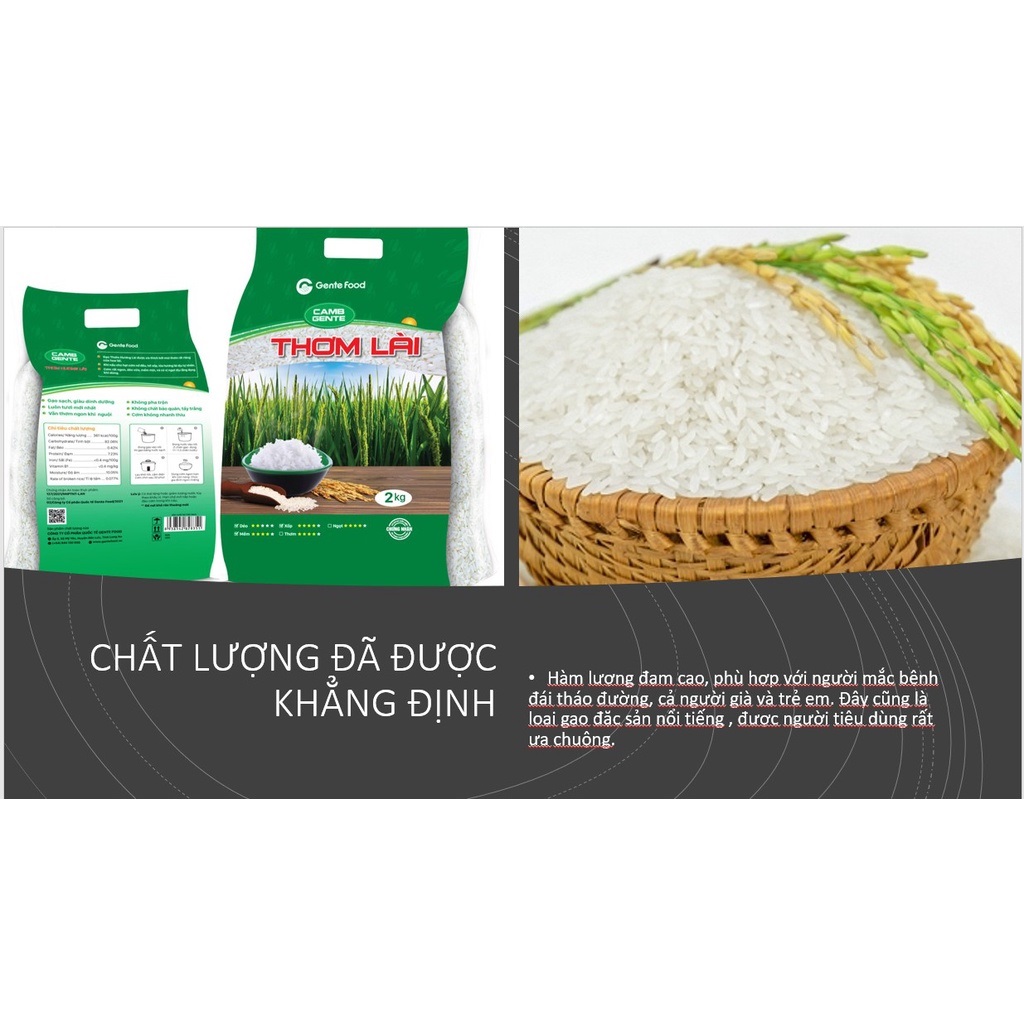 Gạo thơm lài, gạo chất lượng cao gente food túi 2kg - ảnh sản phẩm 4