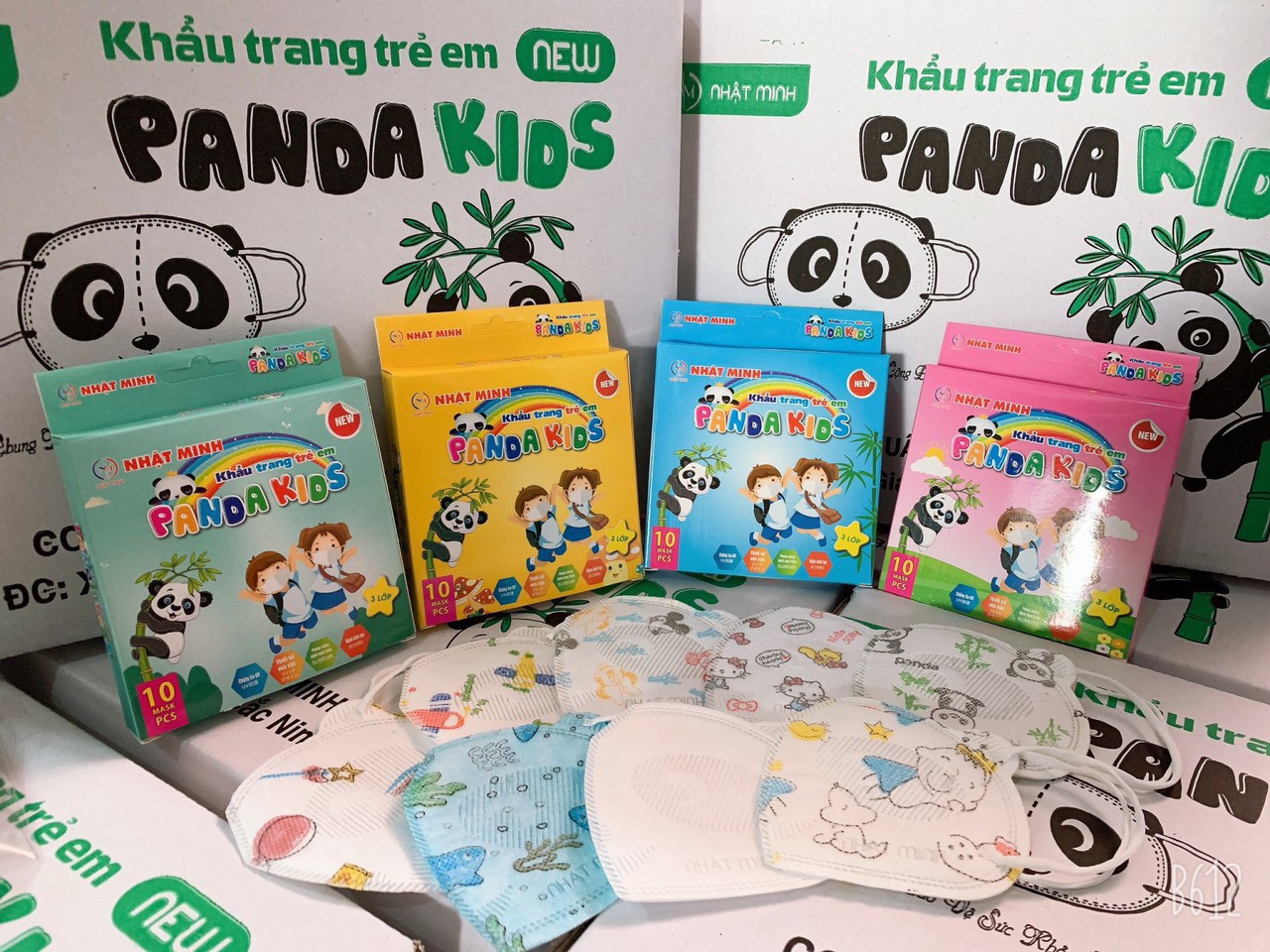Khẩu trang gấu panda cho bé 0-5 tuổi ( hộp 10 cái)