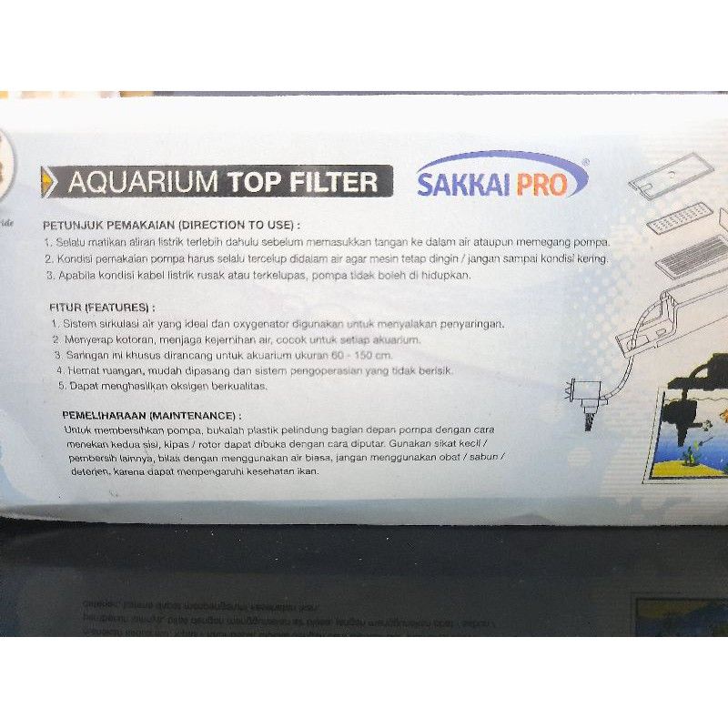 Pompa aquarium box filter Lengkap SAKKAI PRO AA 650