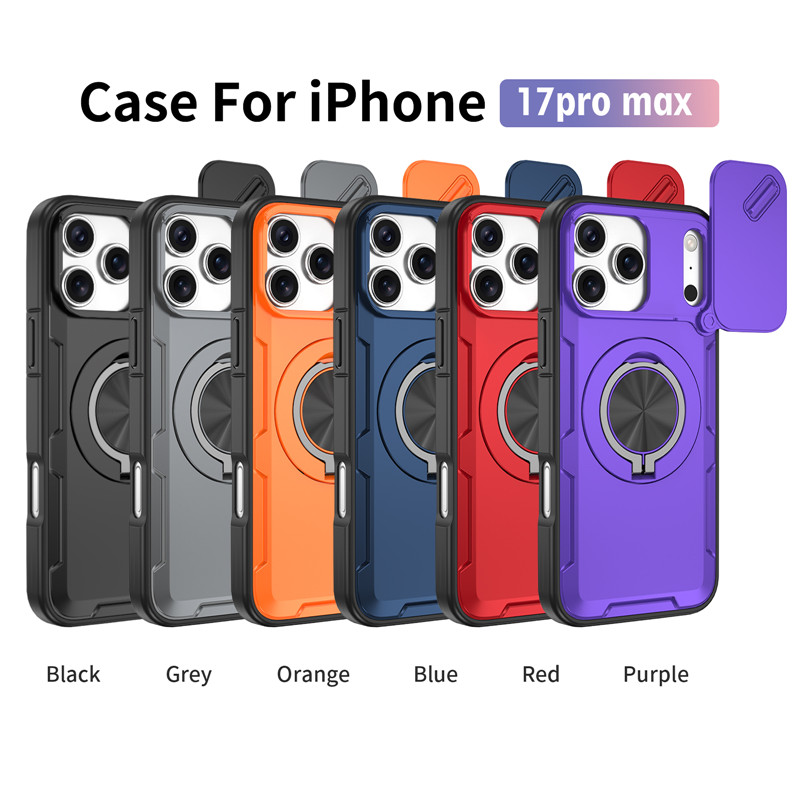 Phone Case For Iphone With Slide Camera Cover Ring Stand Armour_voghion.com