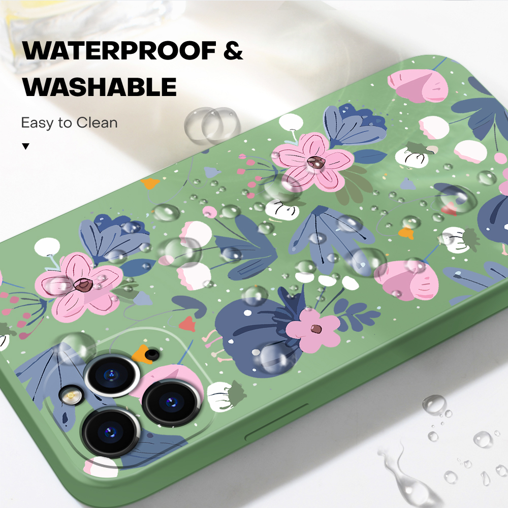 BILI for Redmi K40 Pro Xiaomi Poco F3 Mi 11x Back Cover Pink and Blue Plants for Boys Girls Multicolor Liquid Silicone Soft Square Phone Case. 