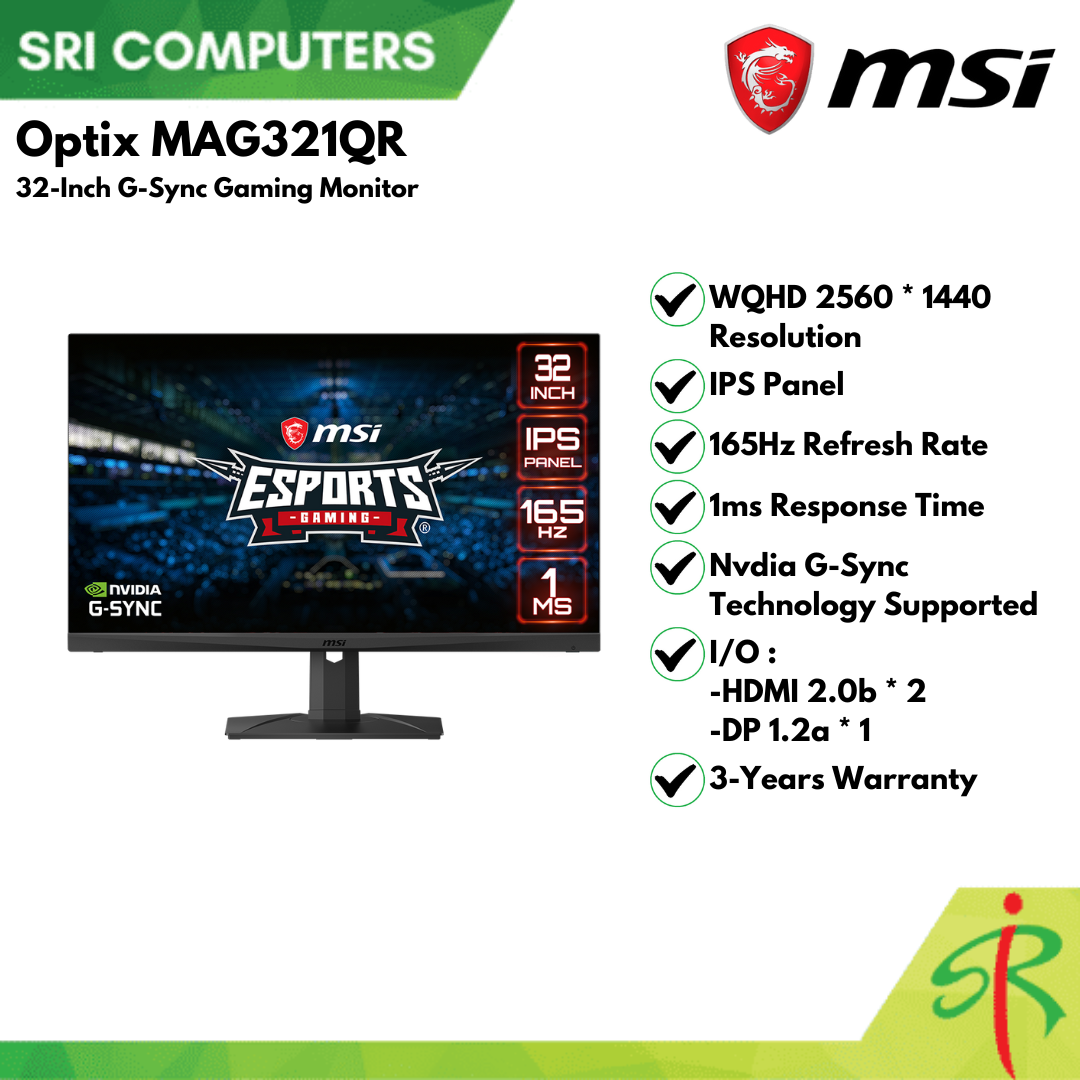 Msi Optix Mag321qr 32-inch G-sync Gaming Monitor (3-years Warranty 