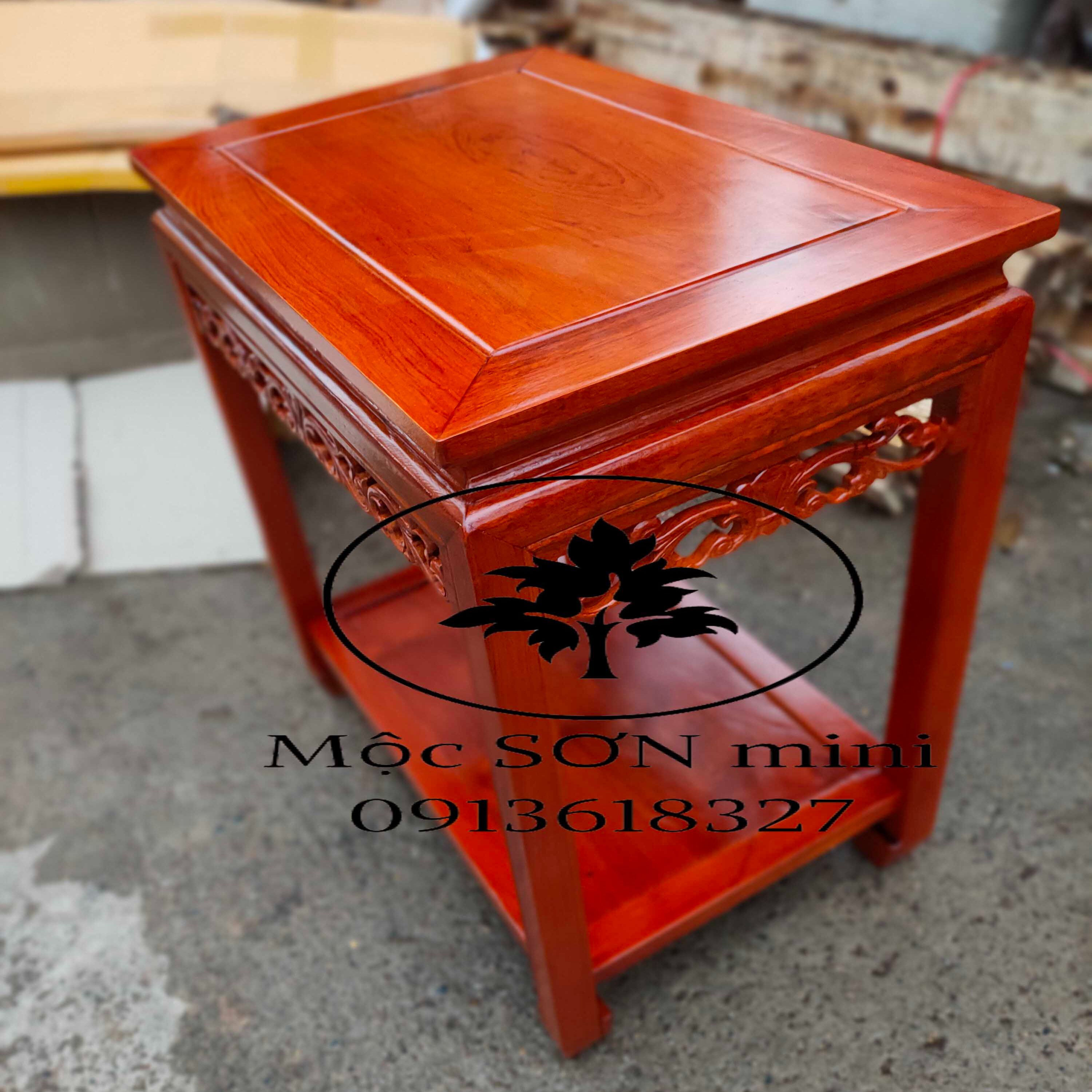Đôn chiện hình chữ nhật gỗ hương,đôn bàn 2 tầng kê,cỡ mặt 40x60 có 4 cỡ cao là 50cm,60cm70cm,80