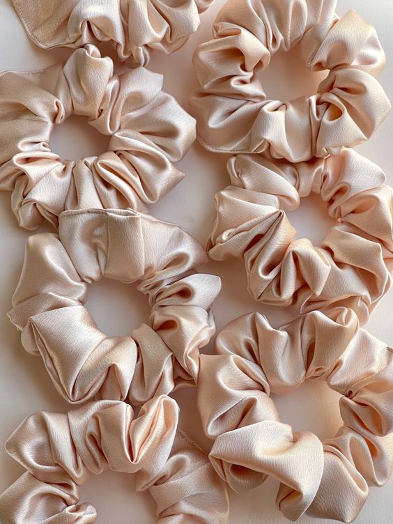 Dây cột tóc vải scrunchies lụa cao cấp màu da pastel, nude, nhiều size