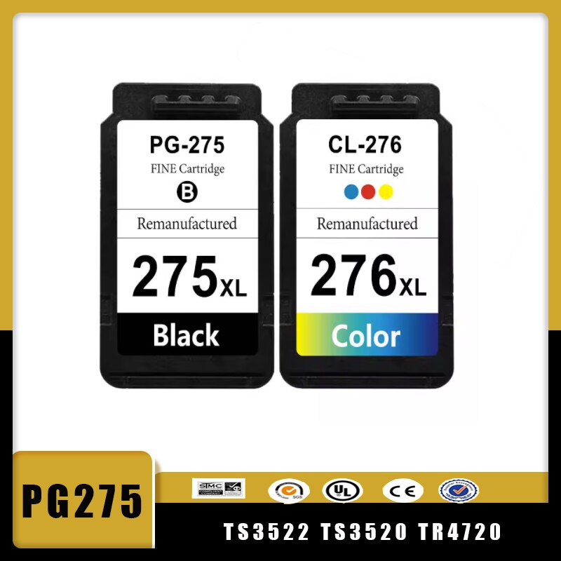 Canon Multicolor Ink for Printer PG-275 XL / CL-276 XL Compatible to PIXMA  TS3520, TS3522 and TR4720 Printers