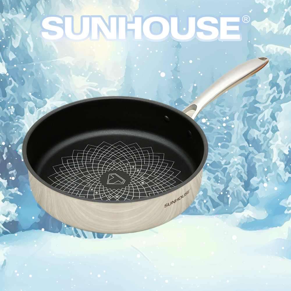 Chảo inox 3 lớp ultra titan 26cm sunhouse sti26m - bảo hành chính hãng 5 năm