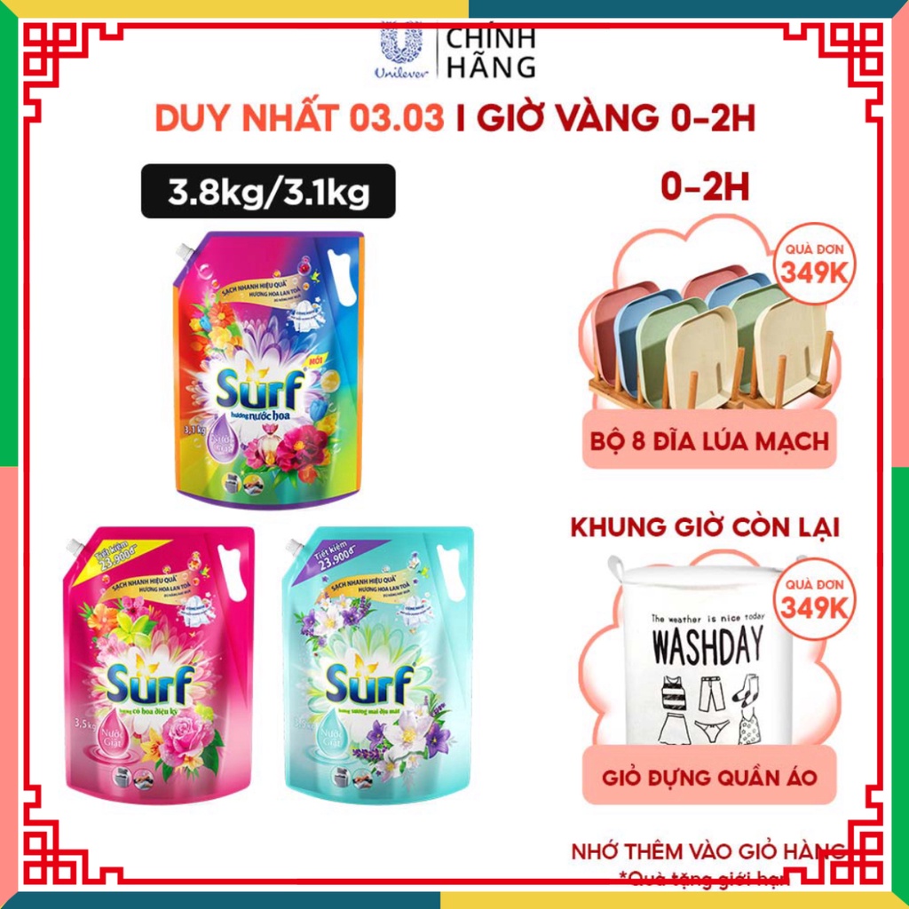 Nước giặt Surf túi 3.3kg/3.1L
