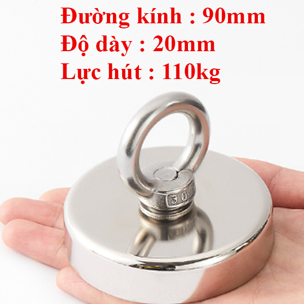 (1 Viên) Nam châm móc tròn, Nam châm cứu hộ siêu hút 48 - 90mm