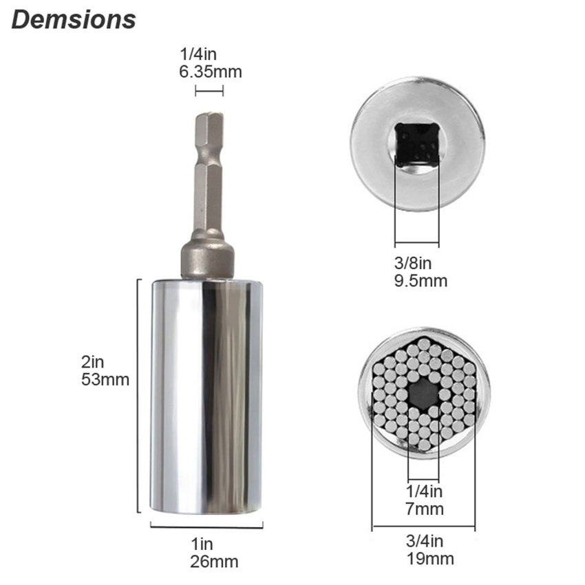 Ổ cắm đa năng cờ lê mô-men xoắn Bộ đầu Ratchet siêu tay áo tiện ích Bộ điều hợp khoan điện ma thuật Grip cờ lê chìa khóa đa chức năng