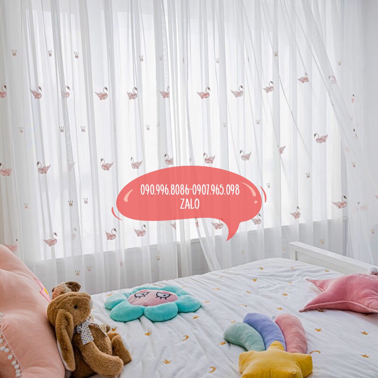 [Rẻ vô địch] [Rèm cửa VOAN THIÊN NGA HỒNG VƯƠNG MIỆN ] Rèm cửa đi cửa sổ nhiều kích thước [Ảnh thật]