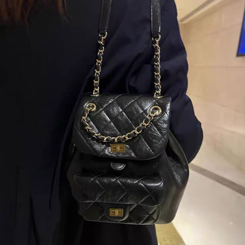 C&K Versatile Backpack Bag Women's Fashion Textured Chain Travel Multi-Purpose Small Backpack Student School Bag