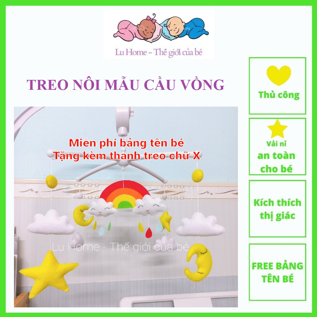 Treo nôi kích thích thị giác cho bé [Free Bảng tên bé]