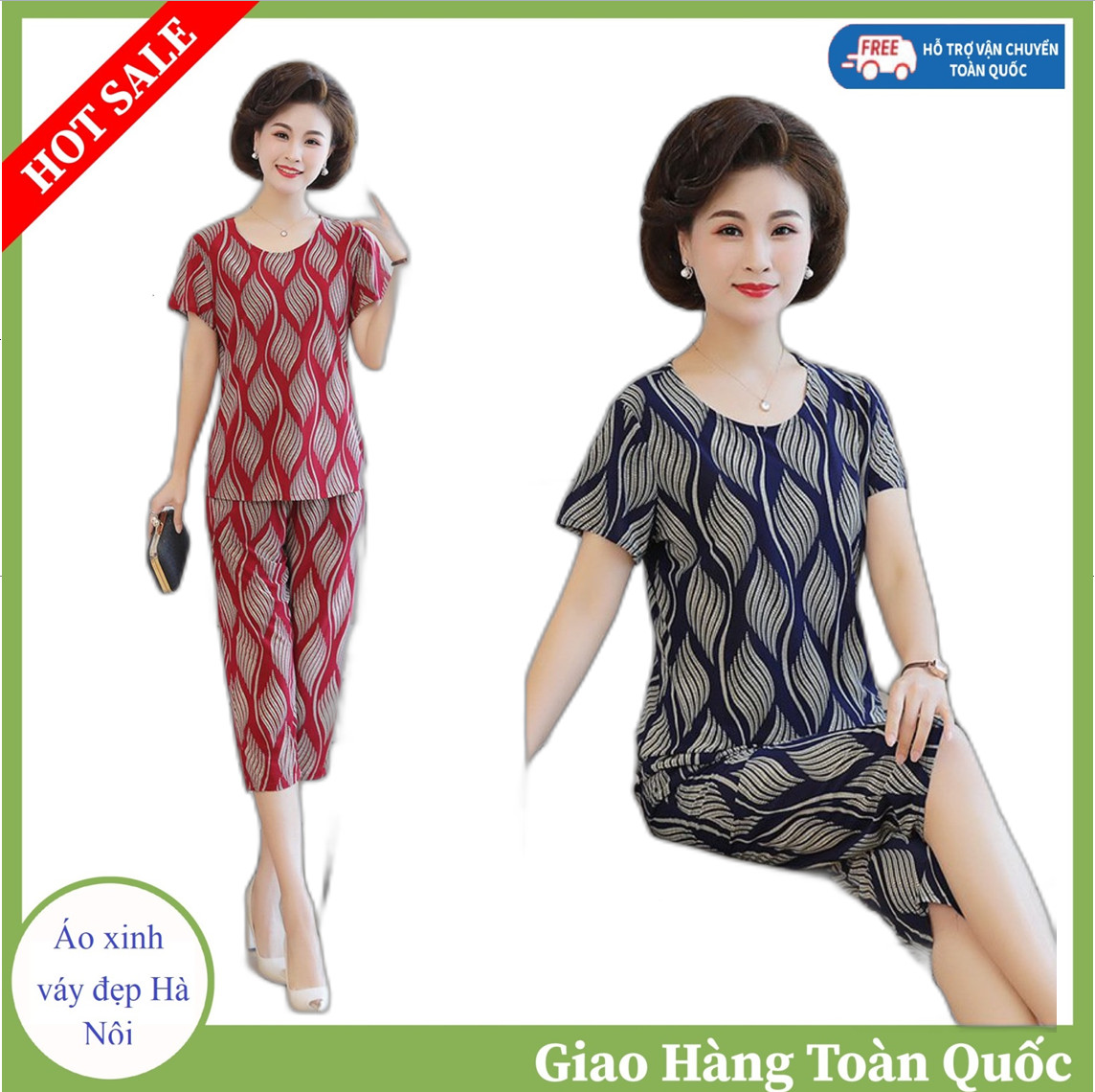 Bộ thun lạnh trung niên họa tiết