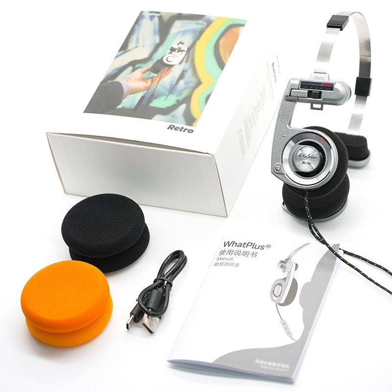 WhatPlus Retro Bluetooth 5.2 Headphones Wireless Classic Open Hifi HD On-ear Headset With Noise Reduction Mic For KOSS Porta Pro