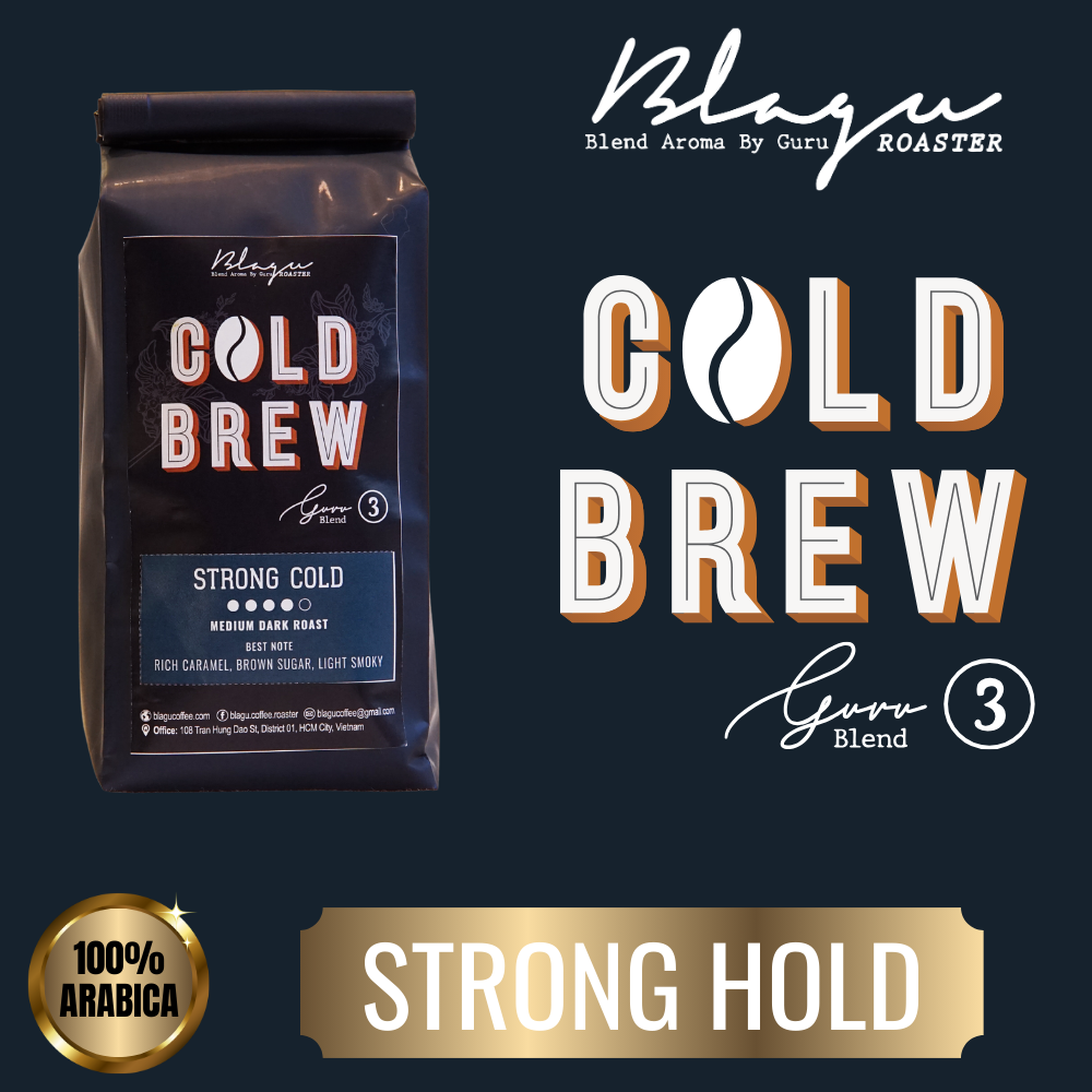 Cà phê blagu hạt đã rang guru 3 blend cold brew – strong cold medium dark roast 250g